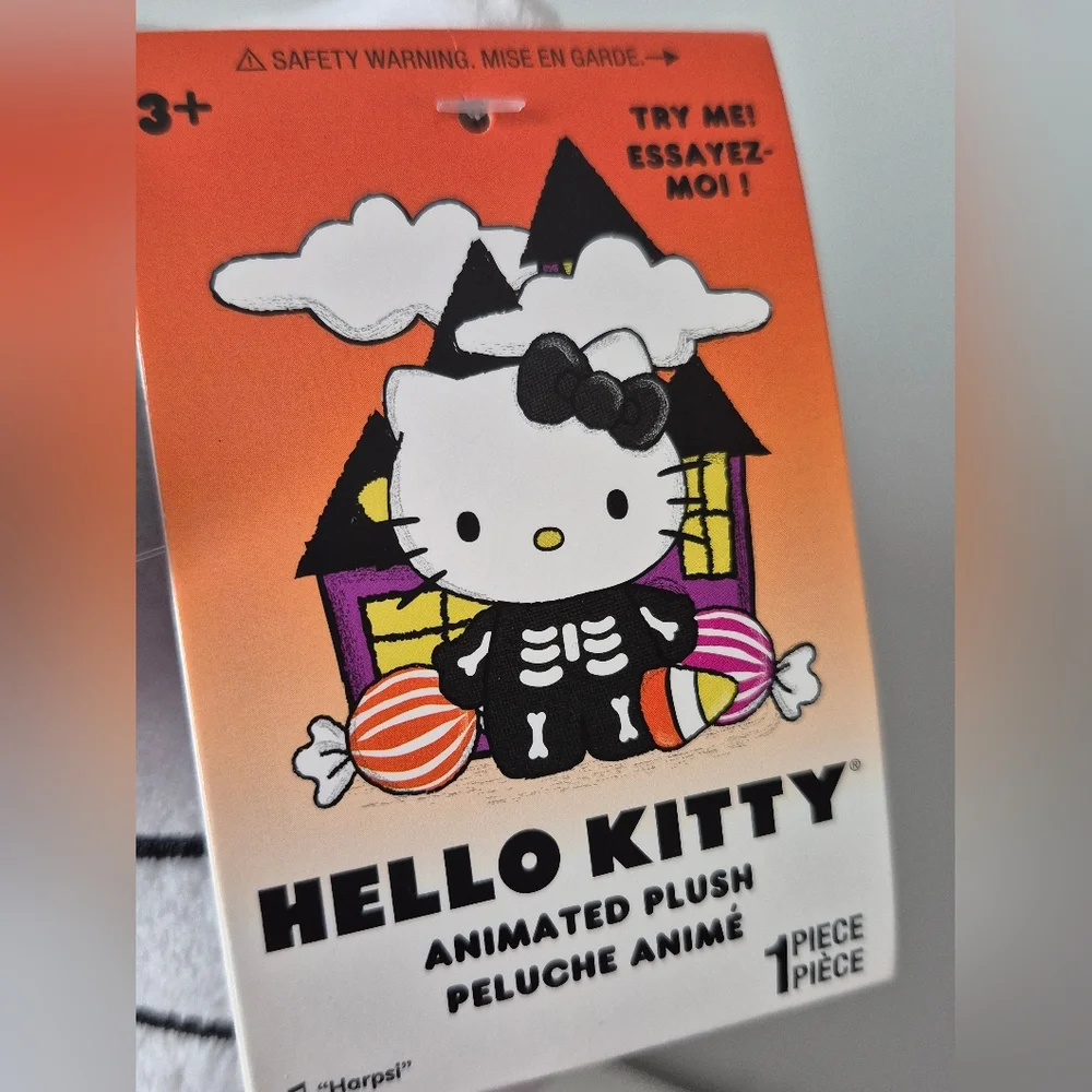 Hello Kitty Skeleton Plush Toy - Black and White Halloween Greeter Fall Gift
